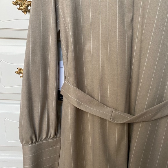 Beige pinstripe designer dress brand new size small - Picture 13 of 16